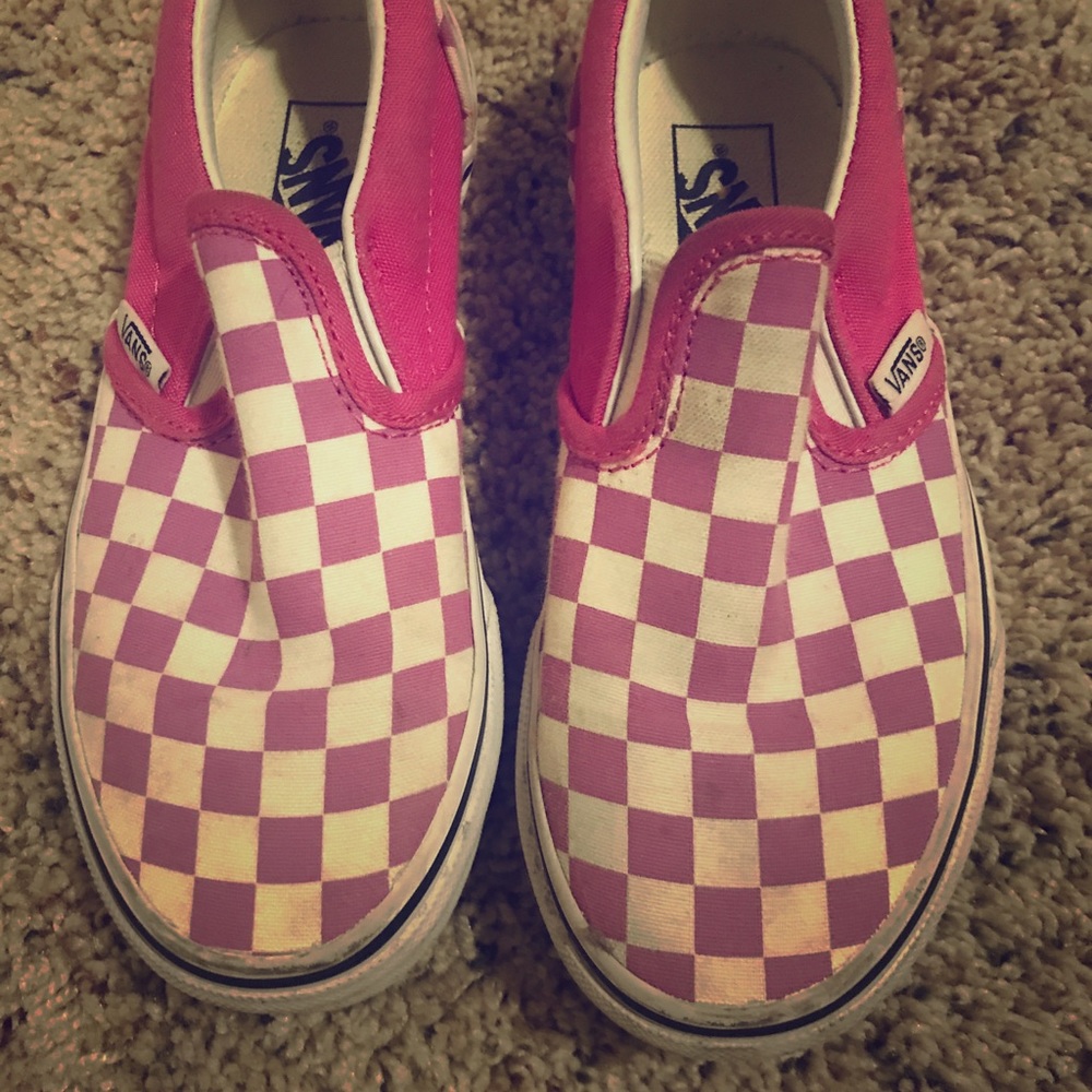Vans pink checkered slip on shoes size 13
